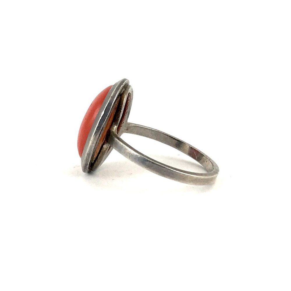 Sterling Silver 925 Vintage Coral Ring Size 7 - Picture 3 of 4